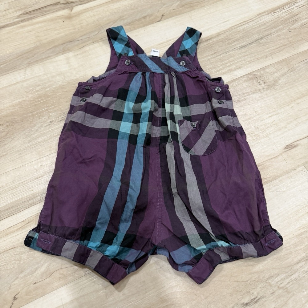 Women's Burberry Purple Plaid Romper‎ Jumpsuit  Baby Size 12 Months Elegant - Picture 2 of 7
